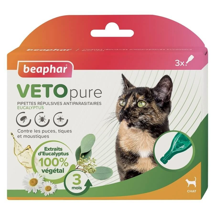 Beaphar VETOpure Pipettes Répulsives Antiparasitaires Chat X3 1 Beaphar VETOpure Pipettes Répulsives Antiparasitaires Chat X3