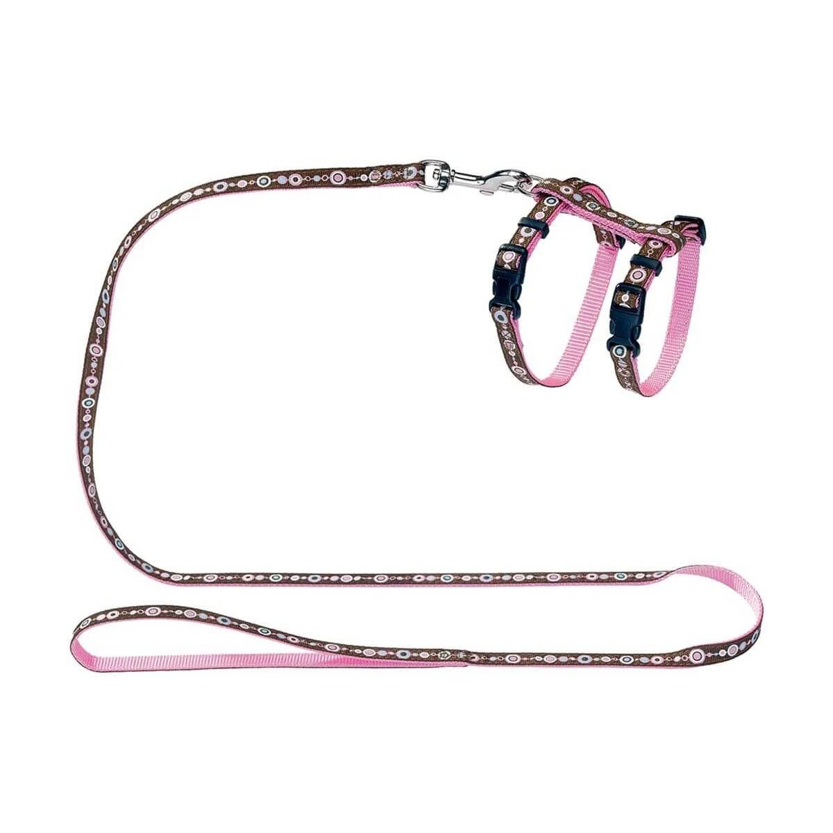 Hunter Harnais + Laisse Pour Chiot Et Chat Marron Et Rose 2 Hunter Harnais + Laisse Pour Chiot Et Chat Marron Et Rose – Image 2