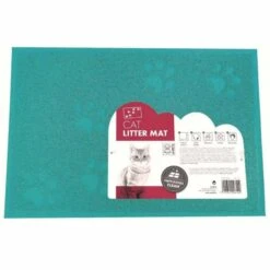 M-Pets Footprint Cat Litter Mat Tapis Pour Bac à Litière Bleu